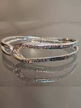 Inspirational Silver Tone Friendship Cuff Bracelet